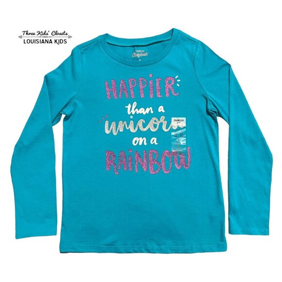 NEW OshKosh Sz 8 Happier Than A Unicorn On A Rainbow Shirt - Picture 1 of 4